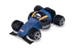 Beeztees Raceauto Go - Hondenspeelgoed - Pluche - Soundchip - Blauw - 26x16x8 Cm